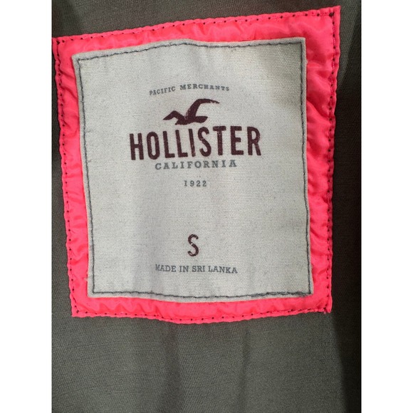 VTG Hollister Women's Military Field Jacket Olive Green Utility Drawstring Small - Picture 5 of 8